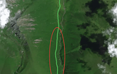 红圈的路段就是灌木林，而且路迹不明显，要找路
